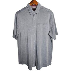 Johnston & Murphy Mens Polo Short Sleeve Shirt L Button Down With Pocket Golf